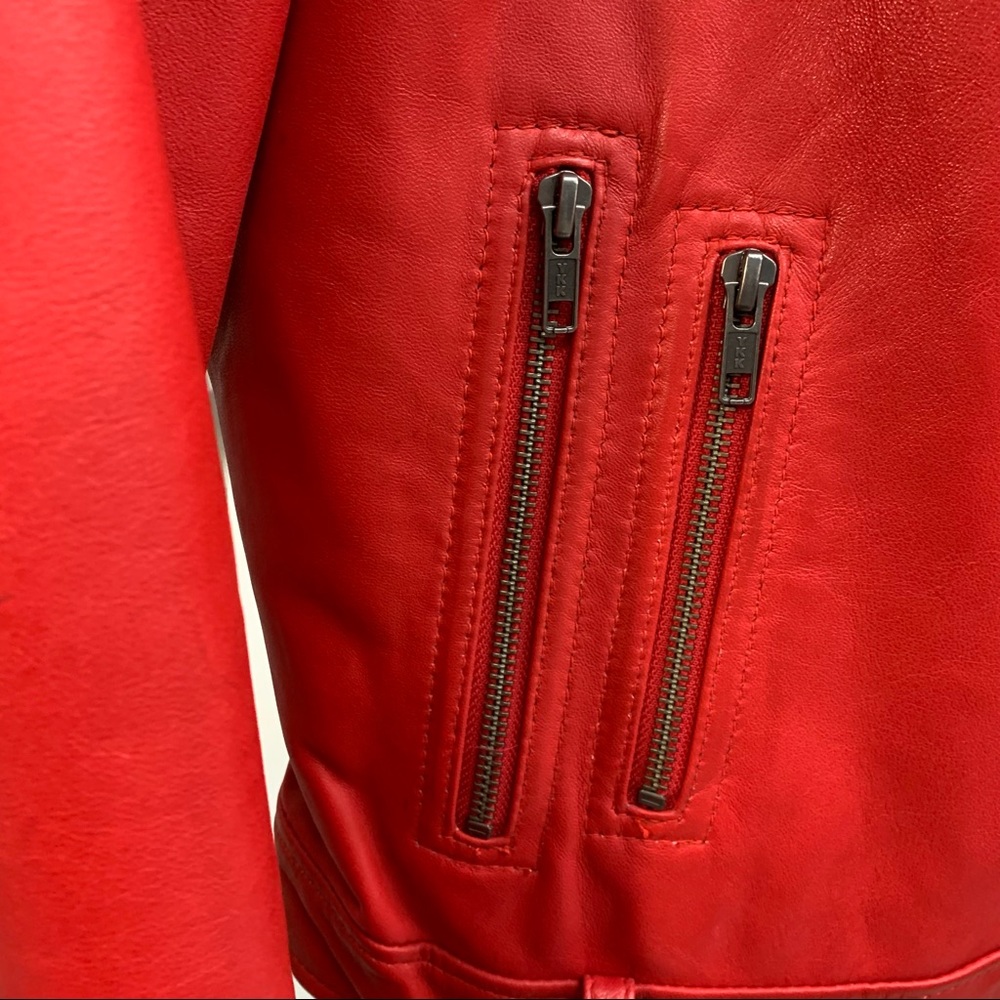Whet Blu Red Leather Motorcycle Style Jacket NWOT